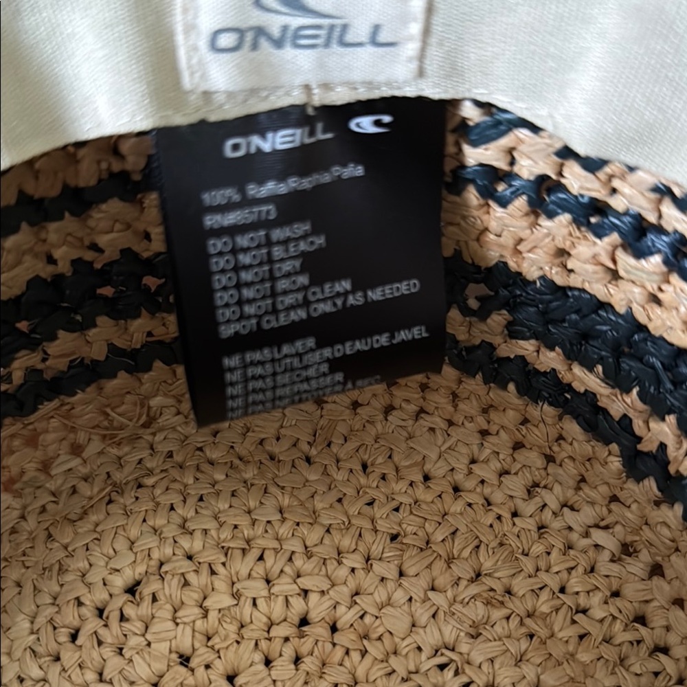 O'Neill Woven Straw Hat with Dark Stripes - Picture 2 of 3